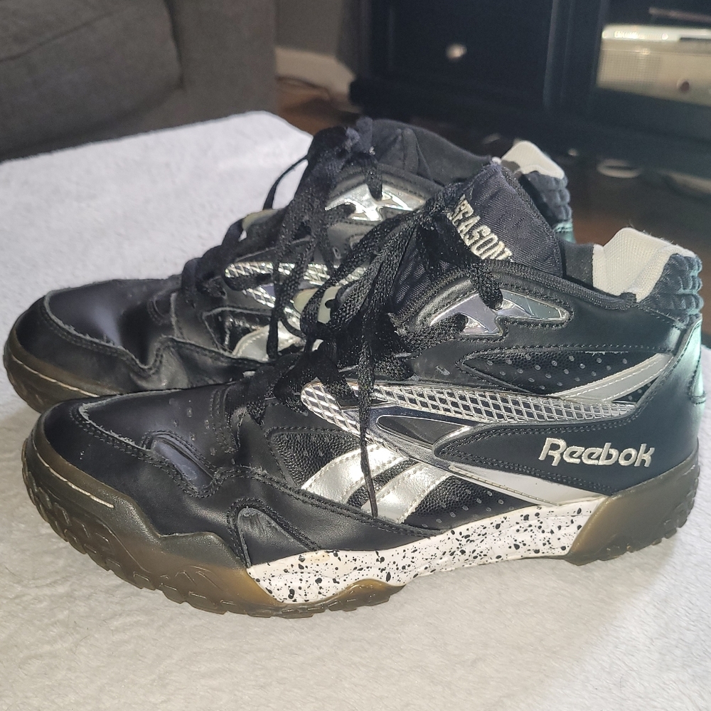 REEBOK Scrimmage Mid Black, White & Silver Shoes
